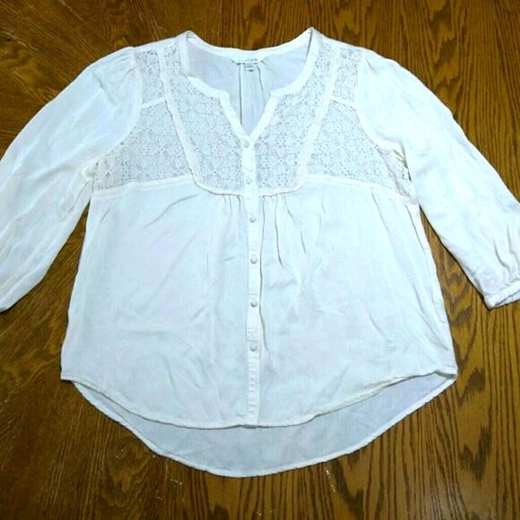 Charming Charlie Tops - Charming Charlie ivory button down lace Top